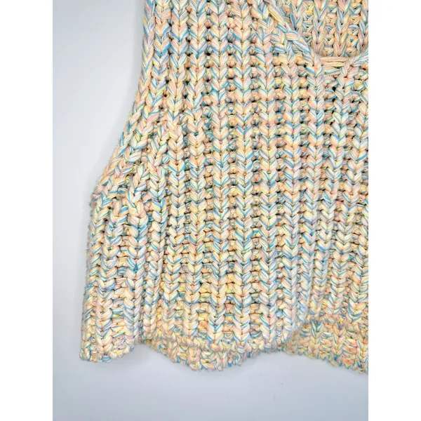 Free People‎ Hoopla Boxy Tank XS Pastel Multicolor Chunky Knit Boho Oversized - Image 9