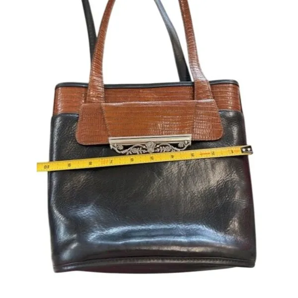 Brighton Black & Brown Leather Shoulder Bag With Heart‎ Charm Accent - Image 6
