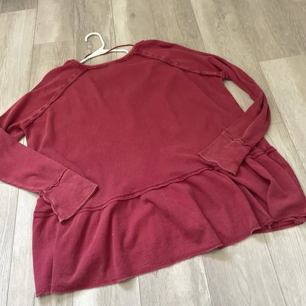 Free People Top coastaline thermal long sleeve peplum womens Red (medium) boho - Image 5