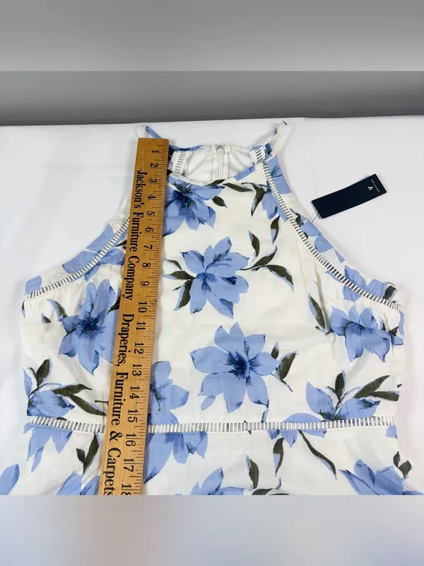 NWT Lulus Lovely White Blue Floral Print 100% Cotton Midi Dress Women's Size XL - Image 8