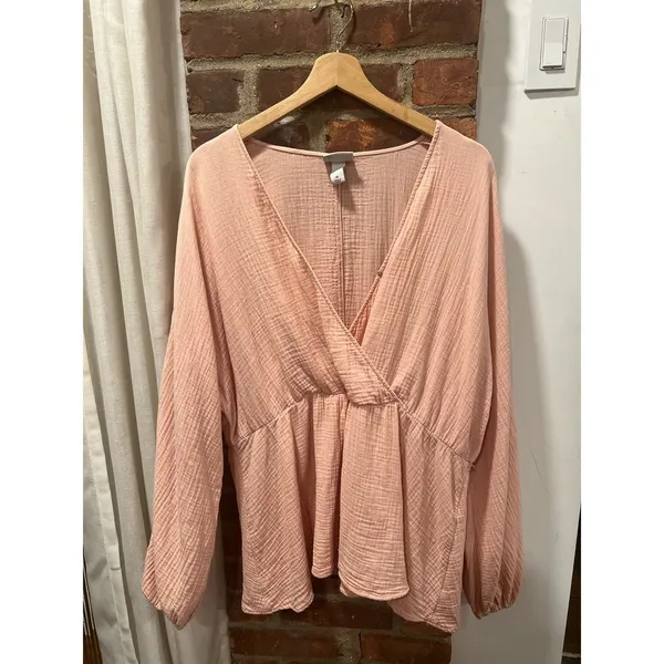 AVA & VIV Boho Dolman Sleeve Cotton Blouse Vacation Summer Plus Size 1X - Image 2