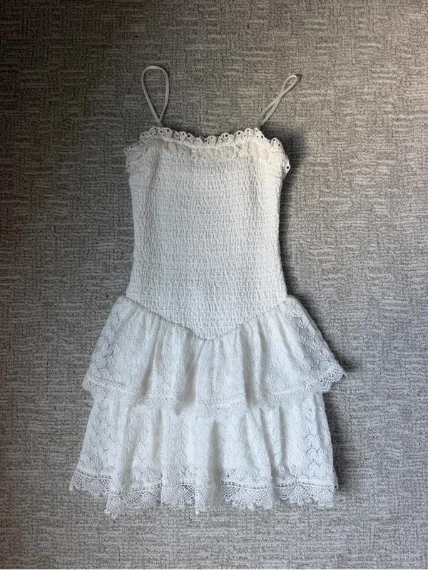 COCOLILLYS White Strapless Ruffled Mini Dress - Image 2