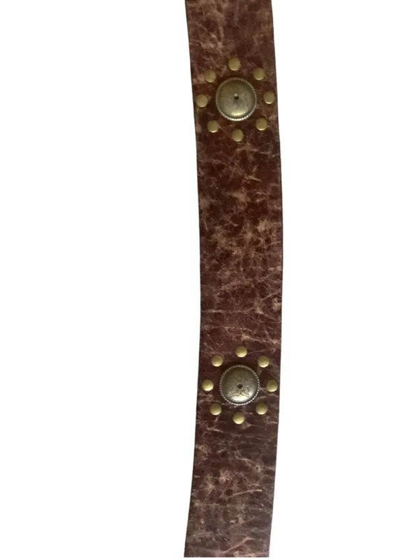 Vintage Y2K Boho Western Concho Distressed vegan Leather Contour Hip Slouch Belt - Image 7