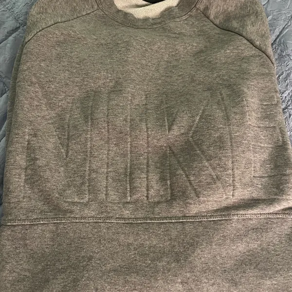 Nike Gray Cropped Sweatshirt. Embossed Nike On Front Womens Medium - Image 4