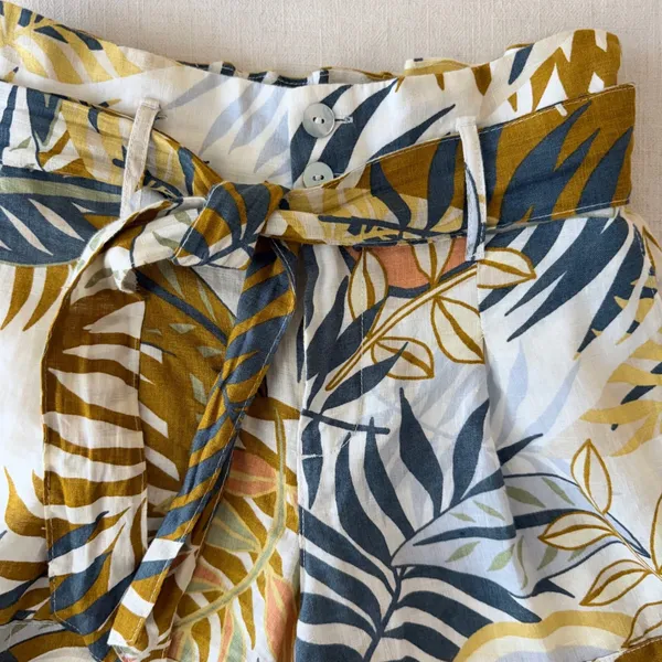 C&C California Tropical Palm Print Linen Coastal Resortwear Shorts Women XS - Image 4