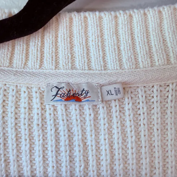 FAHERTY Cream Knit Cotten Cardigan‎ Sweater Women XL V-Neck Button Front Minimal - Image 2