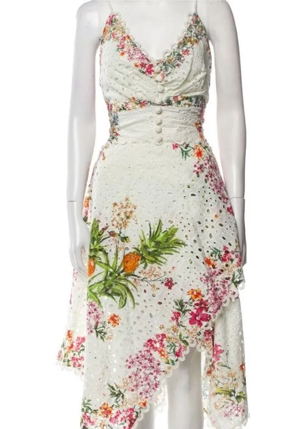 Farm Rio Scarves Eyelet Midi Dress - Image 9