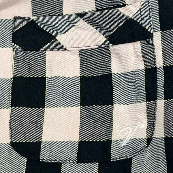 Victoria'S Secret Plaid Flannel Pj’S‎ M Pink/Black W/Gold Thread Preowned - Image 8