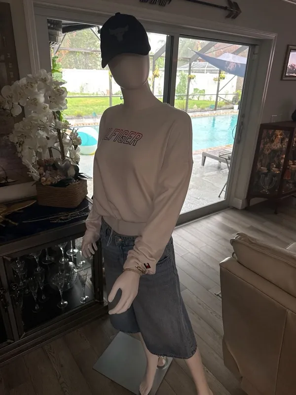 Tommy Hilfiger Sport Open Back Drawstring Sweatshirt White Size XL - Image 6