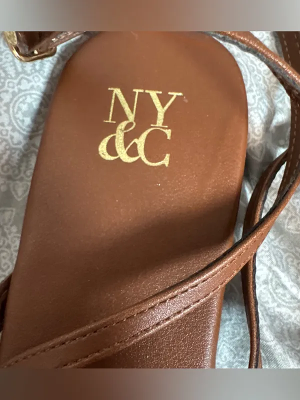 New York & Company Brown Studded Strappy Sandals - Image 2