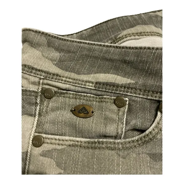 Roxy Sunstrippers Camo Skinny Jeans Size 26 Green Gray Ankle Zip Stretch Pants - Image 7