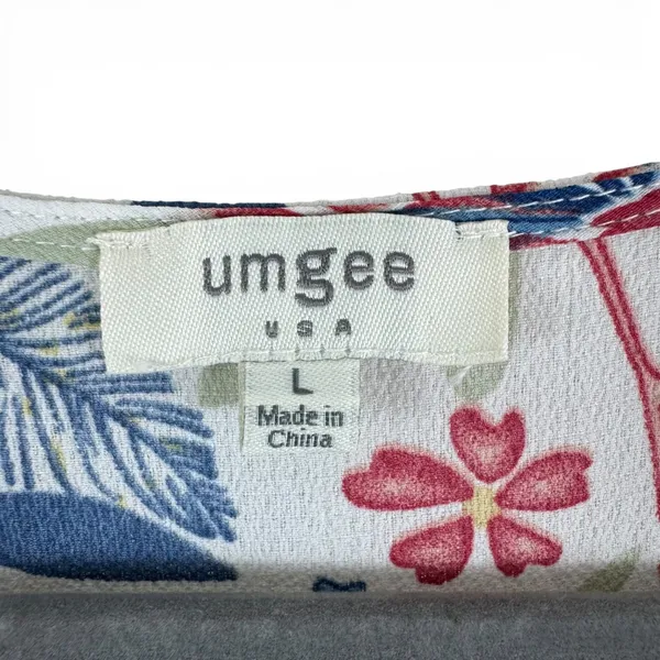 Umgee Tropical Hawaiian‎ Floral Jumpsuit Red Blue White Ruffled Straight Leg L - Image 5