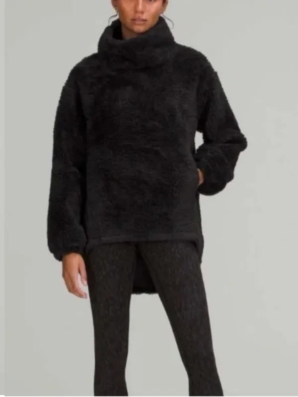 Lululemon Warmth Restore Sherpa Funnel Neck Pullover Black Size Medium - Image 3