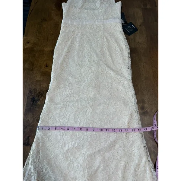 NWT‎ Lulus Bridal Zenith ivory cream Lace Halter Neck Formal Maxi Dress size S - Image 5