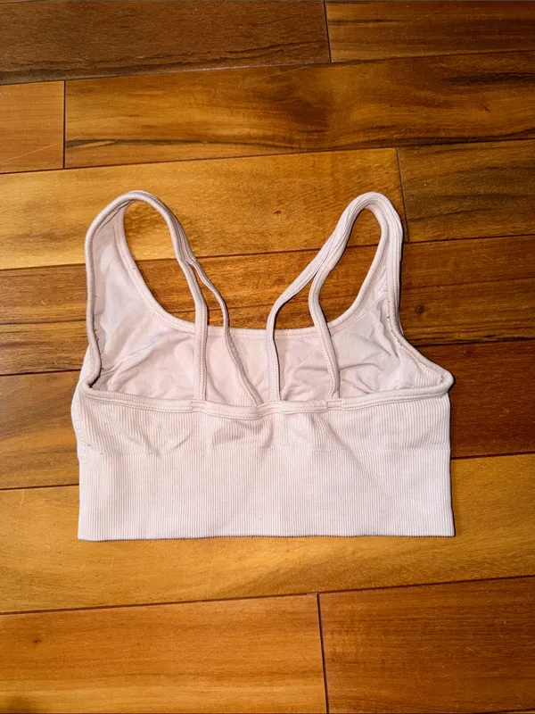 aerie Ribbed Double-Strap Light Pink Bralette - Image 2