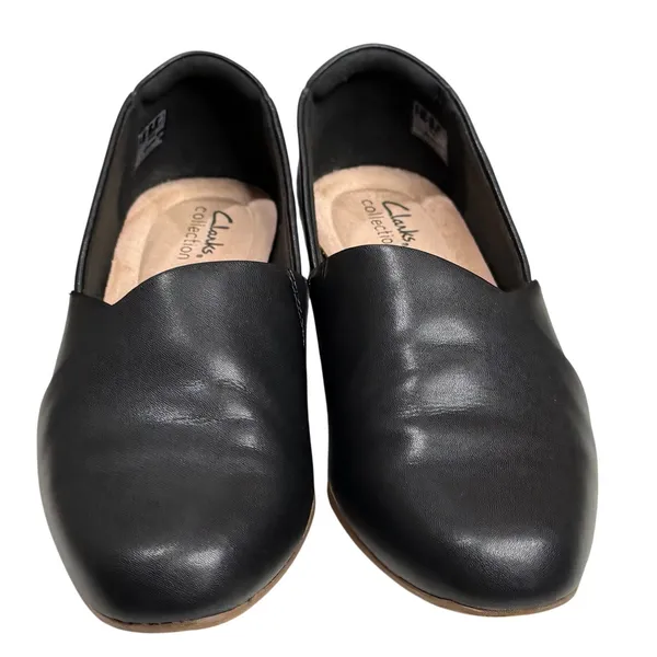 Clarks Collection Juliet Palm Loafer Shoes 9.5 Black Leather Comfort Slip On - Image 5