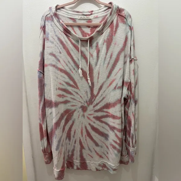 We The Free Pink & White Tie-Dye Pullover Hoodie - Image 7