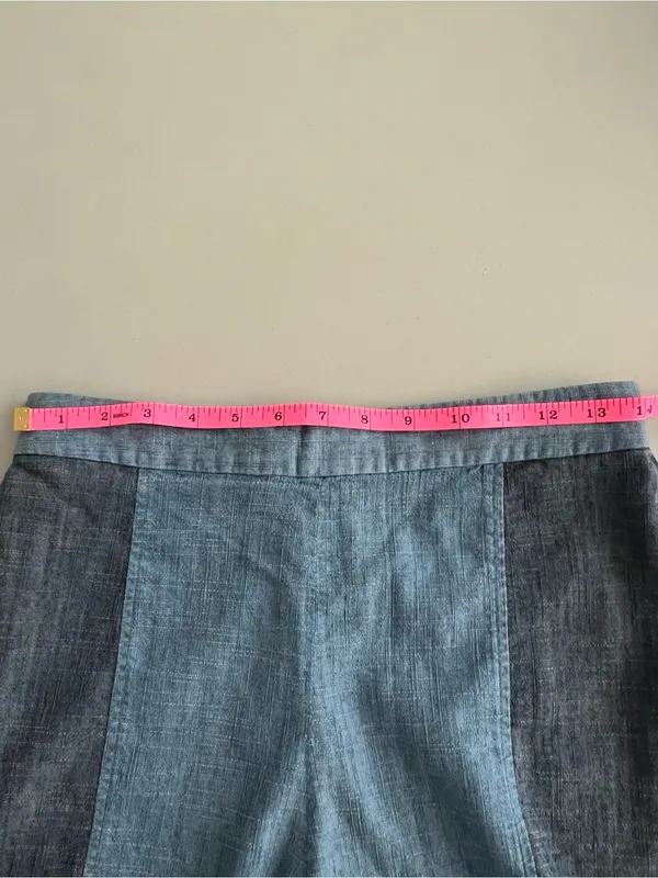 Alice + Olivia Shorts 28 Blue Linen Blend Colorblock Two Tone High Rise - Image 9
