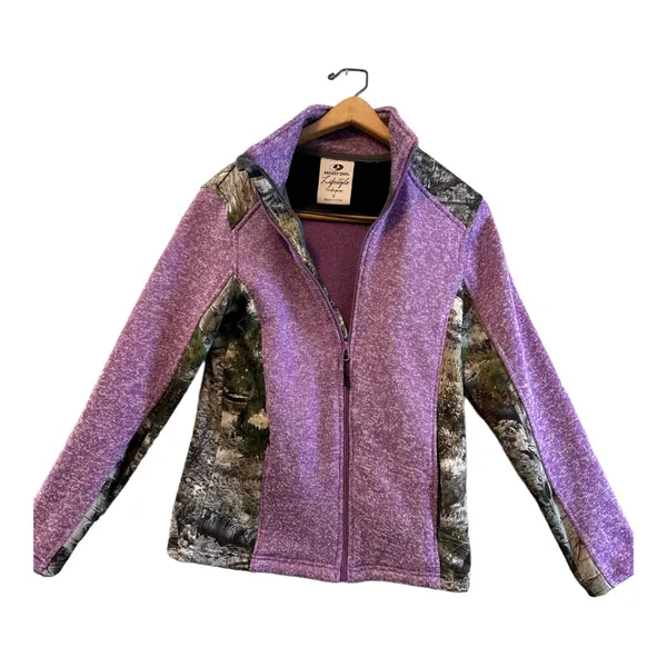 Women's Mossy‎ Oak Sweater Fleece Knit Jacket Break-Up Country Camo Purple - Image 3