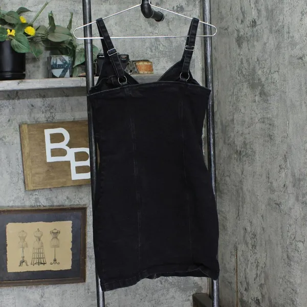 Garage Womens Zip Front Denim Mini Dress 1678e601ec4e9a Black PS - Image 2