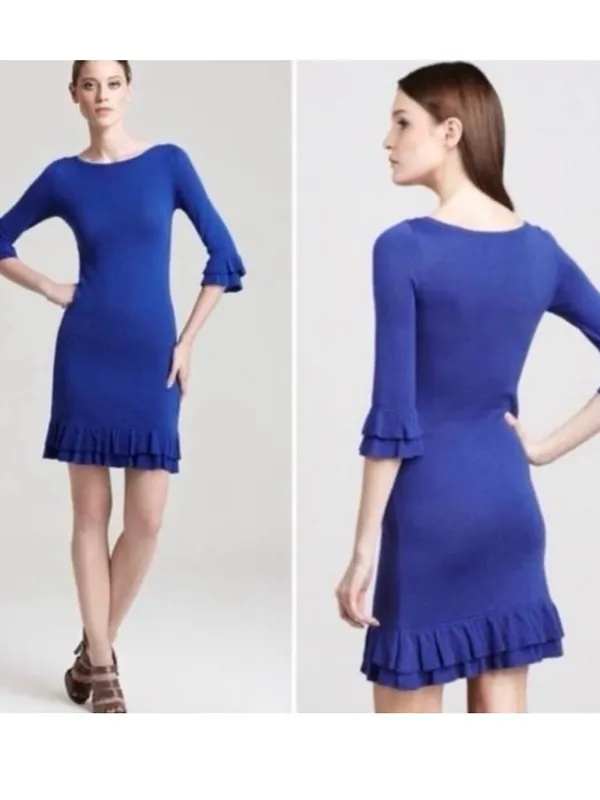 Lilly Pulitzer Helena Merino Wool Ruffle Sweater Dress Size Medium - Image 2