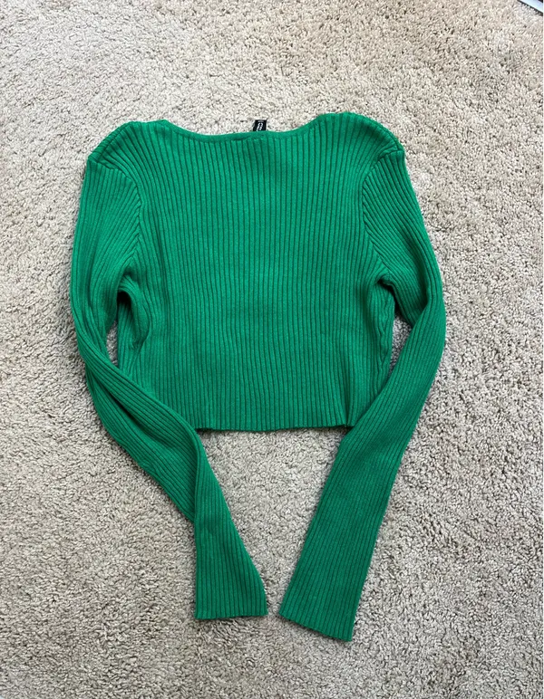 H&M Green Cardigan Cropped - Image 3