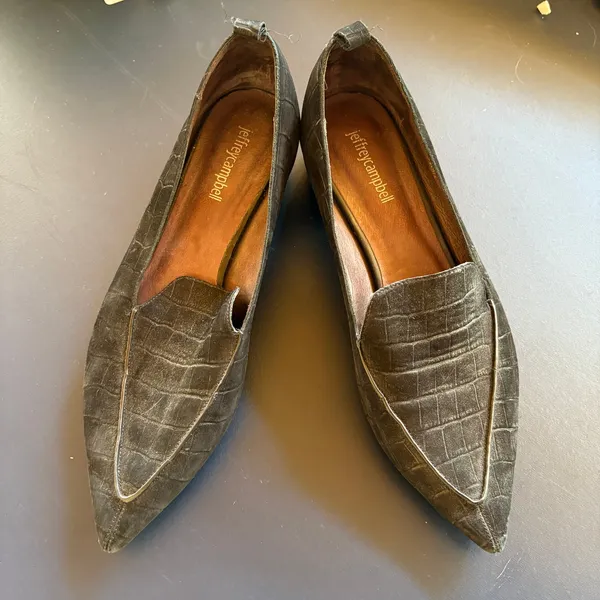 Jeffrey Campbell Viona W-D Suede Pointed Toe Loafers Heeled Leather Flats 9.5 - Image 3