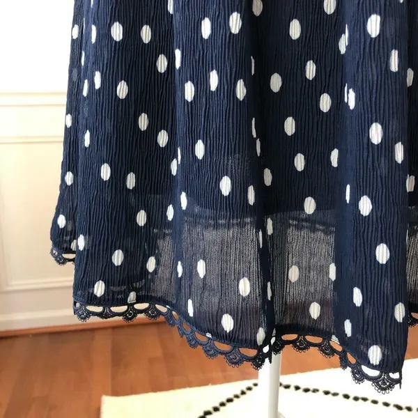 NWT 1901 Polka Dot Chiffon Navy Blue Dress S SP - Image 6