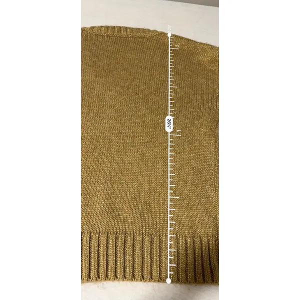Lauren Ralph Lauren Gold Metallic V-Neck Shimmer Knit Sweater Large 200817394001 - Image 7