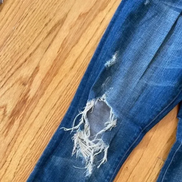 Abercrombie & Fitch Medium Wash Ripped Perfect Stretch Jeans Women Size 4R - Image 3