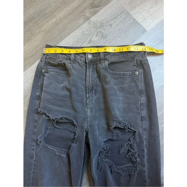 American Eagle Destroyed Mom Jeans High Rise Black Grunge 6 - Image 8
