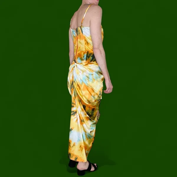 Pretty Little Thing Orange Yellow Abstract Tie Dye Tank Top Skirt Set - Image 5