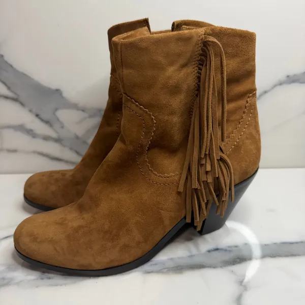 Sam Edelman Womens Brown Leather Louie Boots Sz 8.5 Fringe Western Boho Festival - Image 3