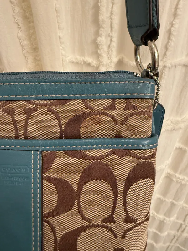 Coach Brown and Blue Crossbody Bag - Image 5