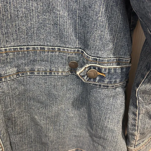 VTG Venezia Blue Stretch‎ Denim Chore Utility Button Front Jean Jacket Sz 14/16 - Image 8