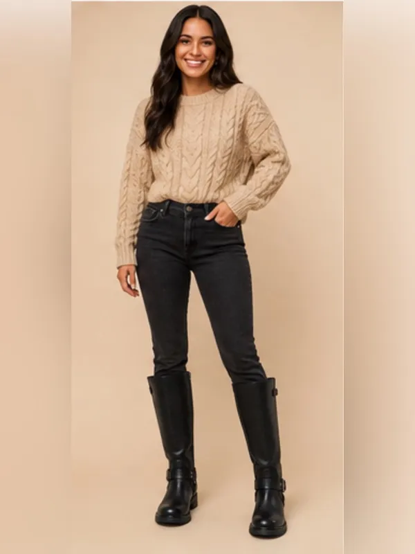 Billini Kaylen Riding Boots in Black, an edgy, knee-high moto/biker boot size 9 - Image 7