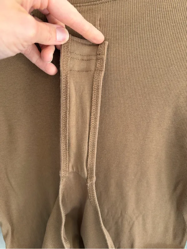 Madewell‎ Ribbed Long Sleeve Crew Neck Bodysuit Brown Large - Image 5