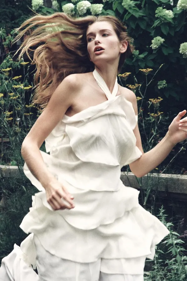 Zara Elegent Cream Halter-Tiered Women's Ruffeled Bohemian Mini Dress - Image 6
