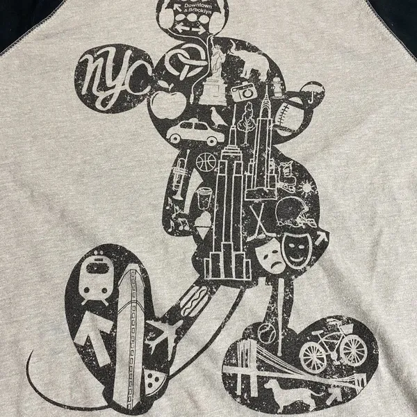 Disney New York State of Mind‎ Graphic Mickey Size Medium Gray/Black Colorway - Image 2