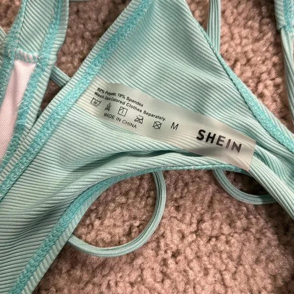Textured Aqua Two Piece Bikini - Image 7