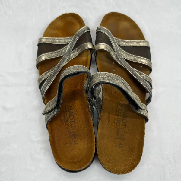 Naot Yarrow Sandals Metallic‎ Leather Comfort Adjustable Strap Size 40 - Image 6