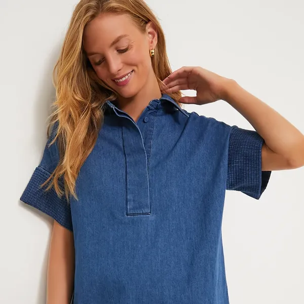 Tuckernuck Denim Trapunto Stitch Sofia Shirt Dress - Image 2