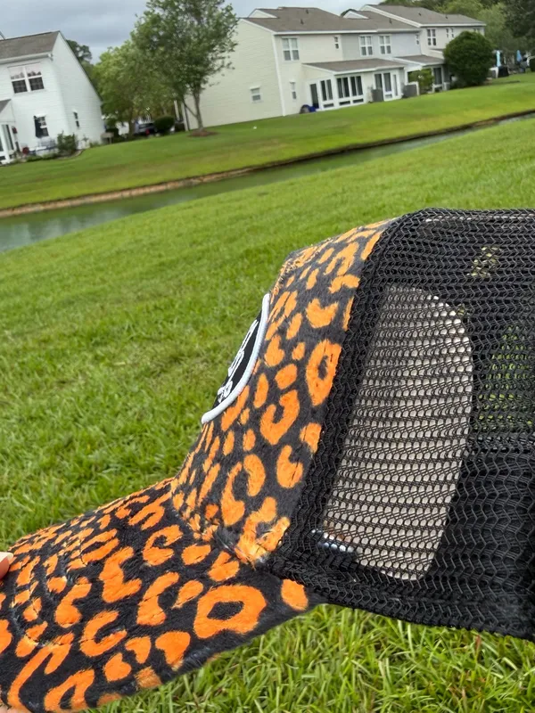 Von Dutch Orange and Black Leopard Trucker Hat - Image 2