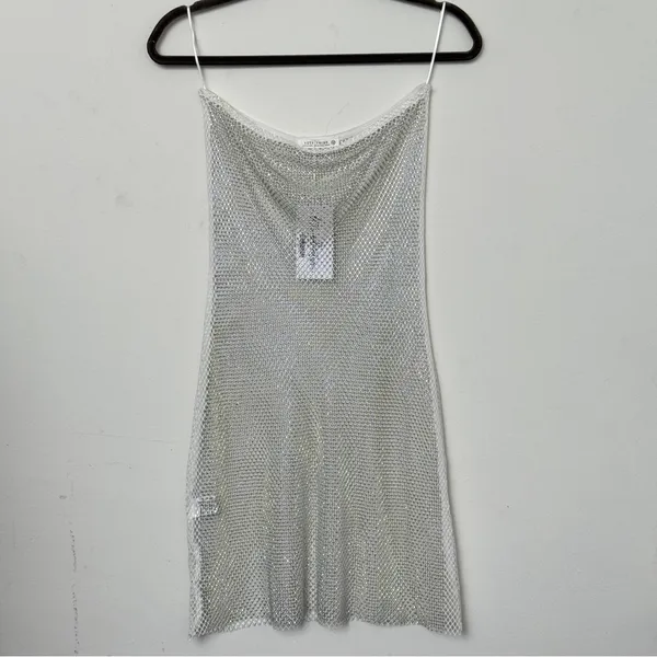 12th Tribe Briana Mini Silver Rhinestone Strapless Dress - Image 4