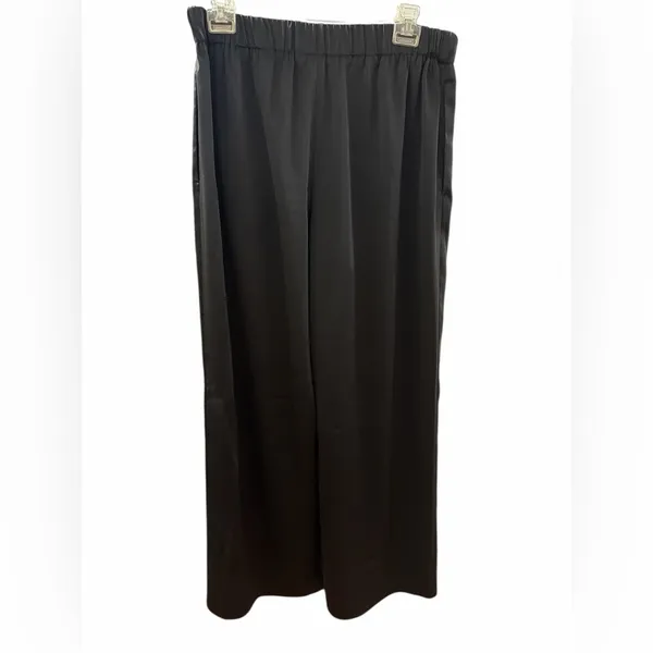 Topshop plain satin wide leg pants in black size 10 US‎ - Image 6