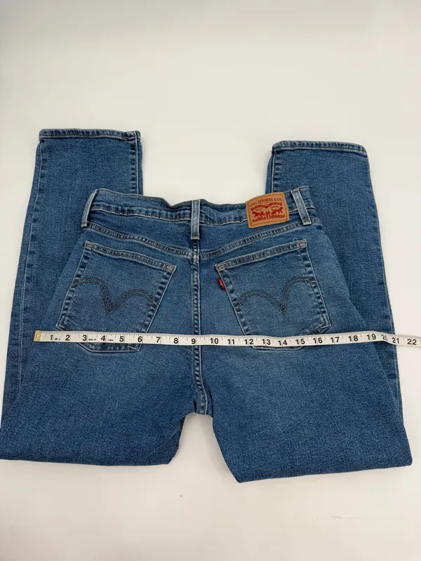 Levi's Jeans Womens 30 Blue Medium Wash Wedgie Straight Stretch Button Fly Ankle - Image 9