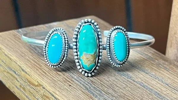 Turquoise cuff bracelet Blue - Image 2