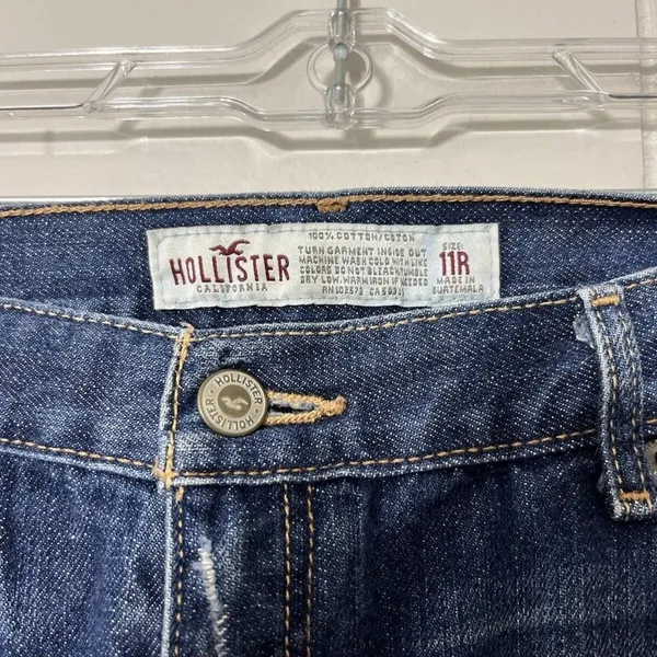 Hollister Low Rise Straight Leg Distressed Jeans Blue Size 11R - Image 3