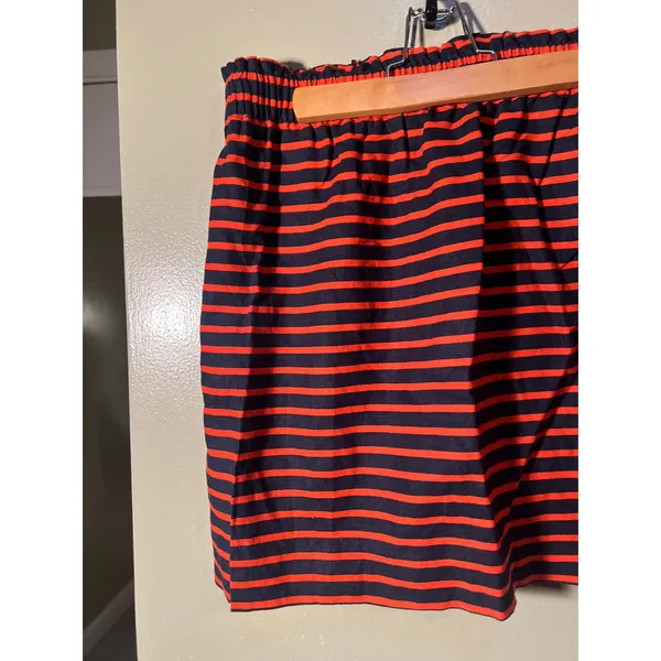 J. Crew Factory Womens Sz 6 Printed Linen-Cotton Sidewalk Mini Skirt Navy Papaya - Image 6