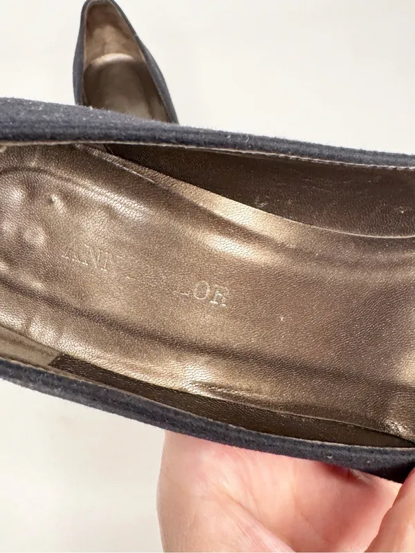 Ann Taylor 2010’s Round Toe Fabric Leather Kitten Heel Black Pumps Sz 9 - Image 8